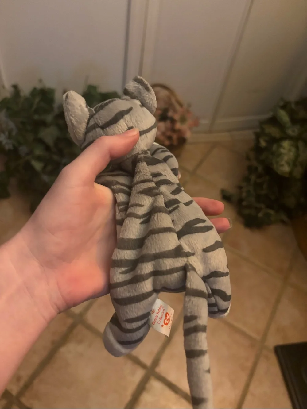Plush Gray Striped Cat—Prance